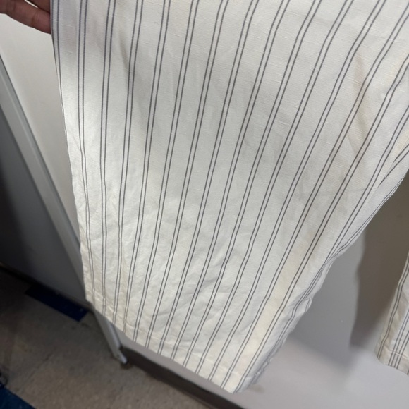 Club Monaco White Pin Striped Linen Blend Wide Leg Pants Size 4 Summer Casual - Picture 8 of 15